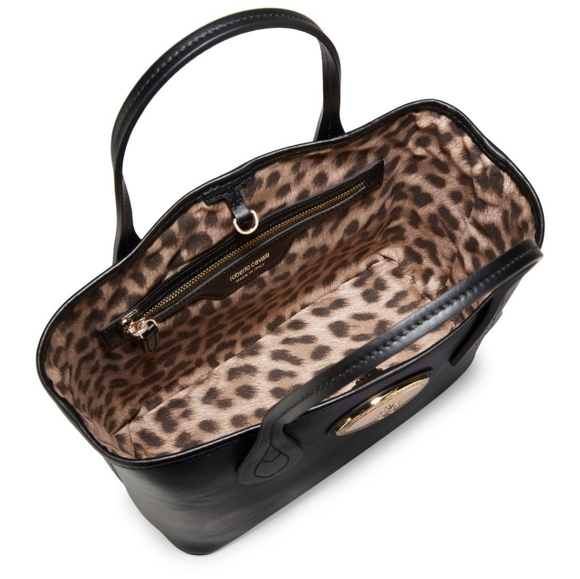 Roberto Cavalli Leather Box Tote in Black - Picture 3 of 7